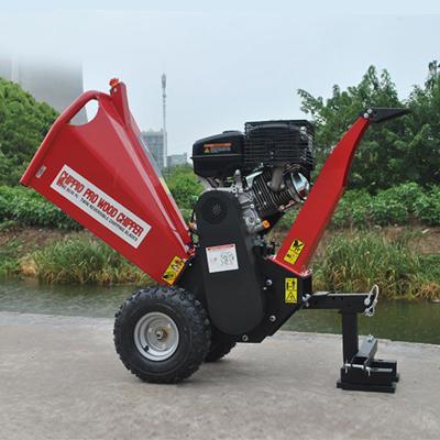 China Farms Trailer Mounted Gravity Feeding Gasoline Powered 15Hp Wood Chipper Shredder Machine for sale