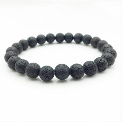 China Lava Stone Bracelet Lava Stone Beads Bracelets Natural Black For Women Men Fail Balance Chakra Yoga Healing Bracelets for sale