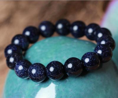 China Natural Stone Bracelet 4 Dark Blue Round 6 8 10 12mm Natural Sandstone Beads Loose Beads For DIY Jewelry Making for sale