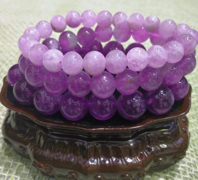 China Trendy Natural Quartz Crystal Round Beads Lavender Amethyst Bracelet for sale