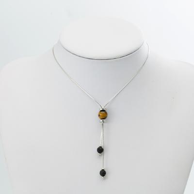 China Fashion Necklace CLASSIC Tiger Eye Charm Silver Plated Necklace For Women for sale