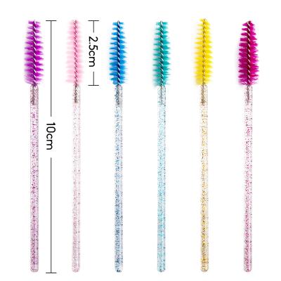 China 50pcs Non-Toxic Shiny Disposable Eyelash Applicator Magic Wands Curler Brush Mascara Eyebrow Winders Paint Magic Wands Spoolies Brushes for sale