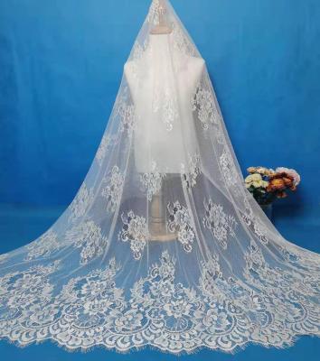 China Viable Chantilly Bridal Stretch Voile Lace Fabric African Eyelash Lace Up Fabrics For Dress for sale