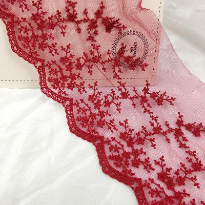 China New Style Polyester Workable Mesh Embroidered Lace Trim Fabric For Skirt Dresses for sale