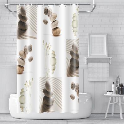 China Sustainable Hot Selling Waterproof 3D Printing Bathroom Polyester Shower Curtains for sale