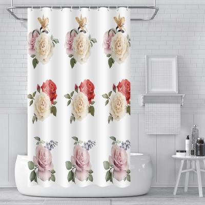 China Sustainable Wholesale Custom Designs Printing Simplicity Luxury Waterproof Bathroom Shower Curtains for sale