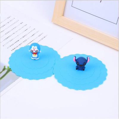 China Premium Quality Silicone Lid Wholesale Viable Silicone Cup Cover And Lid Environmental Protection Cute Cartoon for sale