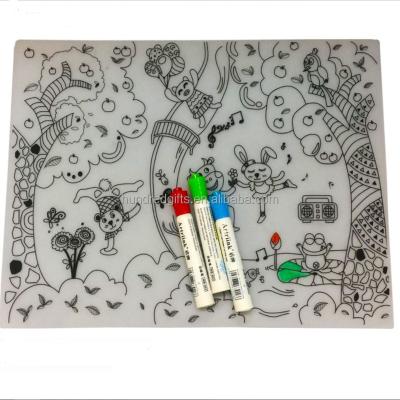 China Silicone Kids Baby Drawing Mat Doodle Drawing Table Mat Viable Printing Magic Clear Place Mat for sale