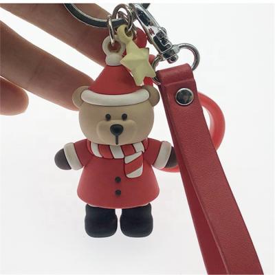 China Custom Fashion 3d Cartoon Pvc Soft Bear Shape Charm Eco - Friendly Key Chain for sale