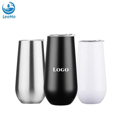 China Durable High Quality Double Walled Vacuum Insulted 304 Stainless Steel Colored Painting Champagne Flute Tumbler With Clear Sip Lid for sale