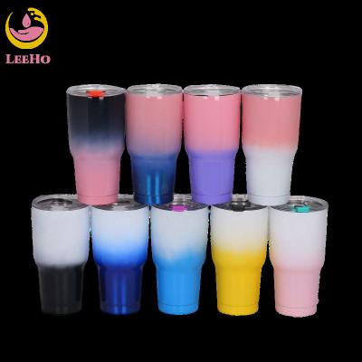 China Wholesale Viable Colorful Gradient Paint 30oz Tumbler Double Wall Stainless Steel Vacuum Insulated Travel Mug for sale