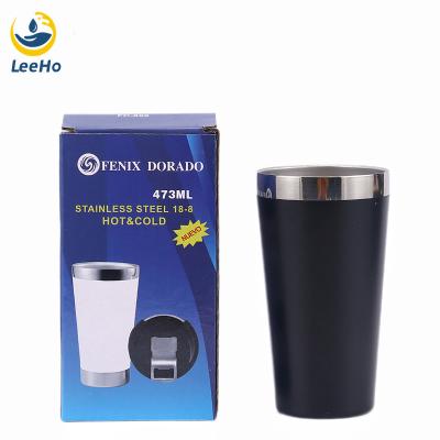 China Durable Classic 16oz Stainless Steel Double Wall Vacuum Insulted 480ml Beverage Wine Coffee Beer Drinking Mug Bulk Powder Coated for sale