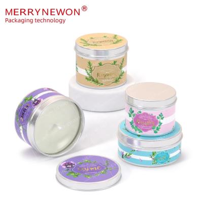 China Gift & Craft 4oz Custom Printed Scented Natural Soy Wax Travel Fragrance Candle Tin Round Tins With Lid For Wedding Birthday Gift Decoration for sale