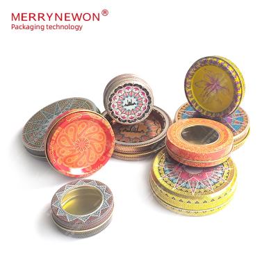 China 5g 10g Cosmetic Wholesale Custom Printed Round Tin Can Box Saffron Packaging Window Metal Container Saffron Packaging for sale