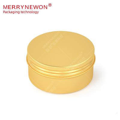 China Cosmetic high sealing aluminum container with gold screw cap recyclable round foil packaging sealed tin can 80g 80ml for sale