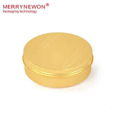 China Cosmetic Corrosion Resistant Metal Aluminum Jar With Tight Food Grade Screw Cap Packaging Gold Around Aluminum Tin Cans 100g 100ml 3oz for sale