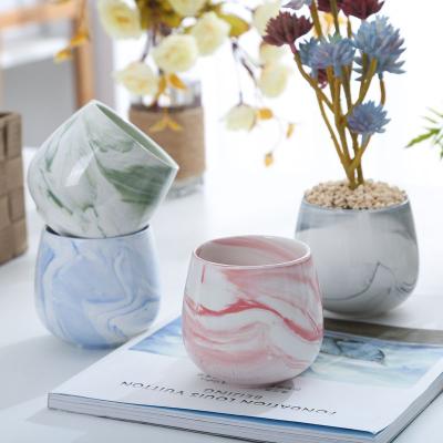 China Chinese Style Marbled Ceramic Flower Pot Japanese Flower Pots Glazed Pot Chinese Used With Artificial Flower Inner Box Not Coated 72pcs for sale