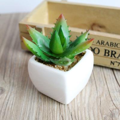 China Creative Home Decor Aloe Bonsai Supplies Ceramic Artificial Potted Aloe for sale