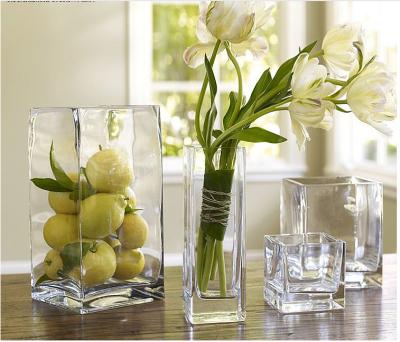 China CLASSIC Home Decor Table Centerpieces Clear Glass Square Vase Table Decoration for Home, Wedding Simple Modern Style, Polished Classic for sale