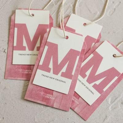 China Eco-friendly Luxury Design Custom Logo Printing Label Tags Garment String Hanging Tags for sale