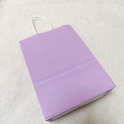 China Biodegradable Purple Kraft Paper Shopping Tote Bag With Logo Printing for sale