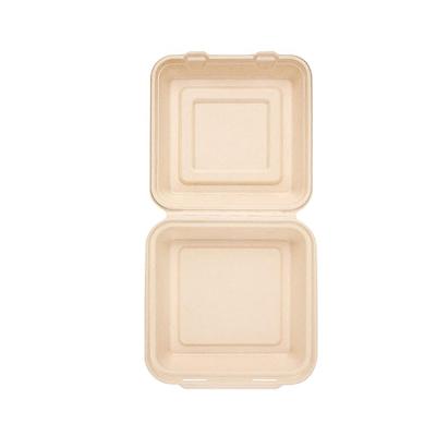 China Disposable Fast Food Unbleached Biodegradable Bagasse Disposable Food Container for sale