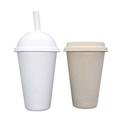 China Ev Market Disposable 16oz Bagasse Sugar Cane Biodegradable Bubble Tea Cups for sale