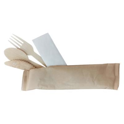 China Hot Selling Disposable Packaging Paper Wrap High Quality Disposable Bamboo Flatware Set for sale