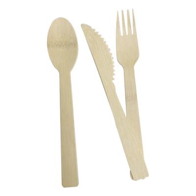 China Disposable Eco-Friendly Hot Stamp Biodegradation Logo Biodegradation Bamboo Cutlery Set With Logo for sale