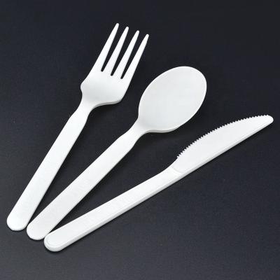 China 100% Biodegradable Disposable Starch CPLA Knife Spoon Fork Disposable Cutlery Set Eco for sale