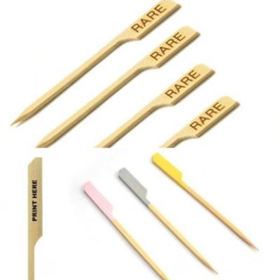 China Custom Logo 10inch Bamboo BBQ Stick Easily Cleaned Bamboo Skewers for sale