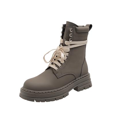 China Fashion Round Martin Boots Causal Thick Soled With Lace Up Boots For Woman for sale