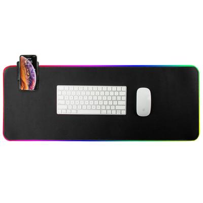 China With Wrist Rest 10/15w RGB LED Wireless Charging Waterproof Rubber Glowing Lighting Mouse Pad for sale