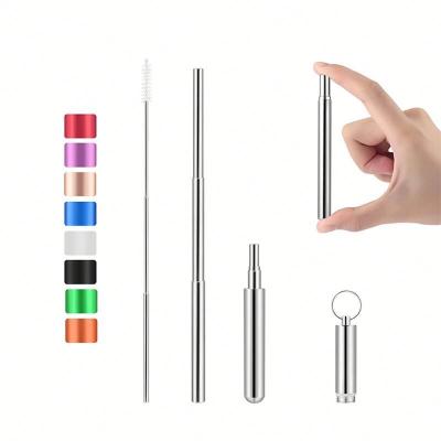 China Wholesale Custom Reusable Collapsible Collapsible Collapsible Telescopic Stainless Steel Metal Drinking Straw Set Viable for sale