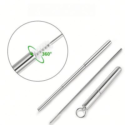 China Sustainable Hot-sale Portable Foldable Stainless Steel Metal Drinking Straw Set Reusable Collapsible Straw for sale