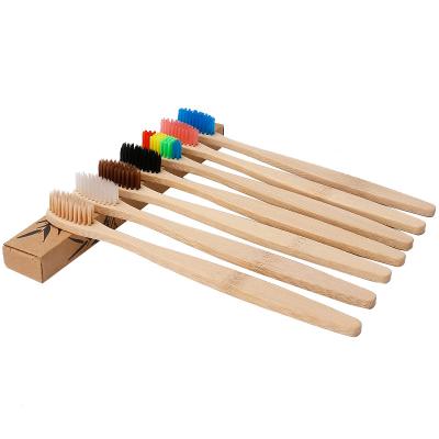 China Customized reusable natural bamboo colorful collapsible logo eco head brush toothbrush for hotel for sale