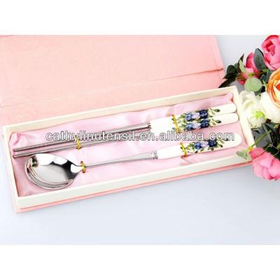 China Durable Ceramic Handle Chopstick Spoon Cutlery , Flat Ware Tableware for sale