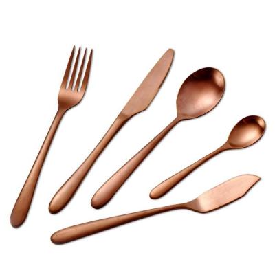 China Cathylin 5pcs 18/10 Stainless Steel Sustainable Gift Luxury Flatware Rose Gold Plated Set Wedding Flatware for sale