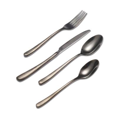 China Sustainable Amazon Hotel Beware Royal Black Stainless Steel Cutlery Set , Wedding Flatware for sale