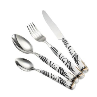 China Sustainable Good Quality Porcelain Handle Flatware Set , Hotel Silver Cutlery for sale