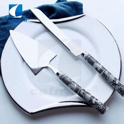 China Good Quality Sustainable Kitchen Ceramic Cathylin Handle Stainless Steel Cake Server for sale