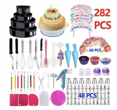 China Viable Baking Supplies Kit Making Full Pcs Silicone Turntable Holder Metal Stainless Steel Fondant Decorating Cake Tool Kit for sale