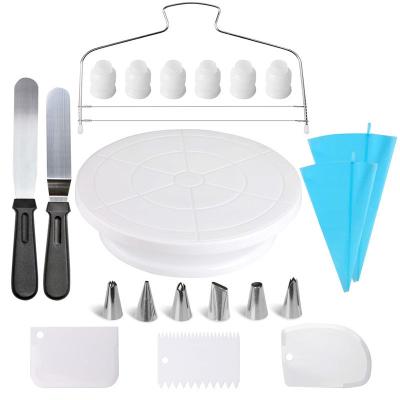 China Viable Hot Sale 28cm Spatula Kits Plastic Supplies Decorating Cake Tool Kit With Cake Turntable For Cake Decorating for sale