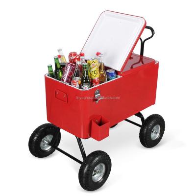 China Sustainable Multifunction 80QT Storage Cart Cart Cooler For Camping Party Picnic BBQ for sale