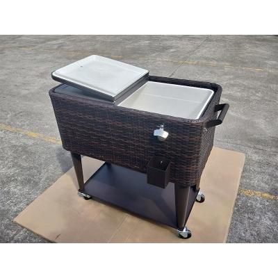 China Modern 80QT rattan patio beverage rolling cooler cart for sale