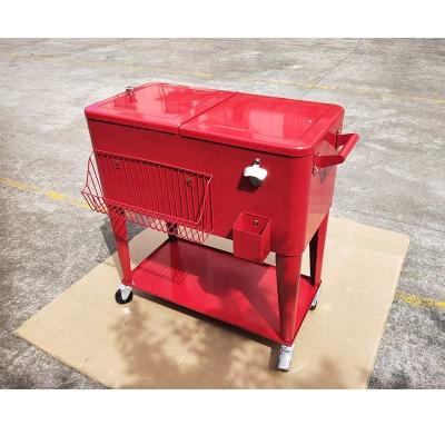 China Amazon Cooler Best Selling Sustainable Metal Box 80QT Retro With Wheels For Outdoor Party Use for sale