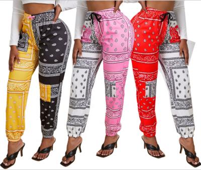 China 2021 New Design Women's Anti-Wrinkle Pants Casual Elastic Waist Pocket Bandana Pants For Women for sale