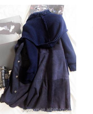 China 2020 Blue Anti-Shrink Fashion Faux Suede Warm Bonded Fur Jacket for sale