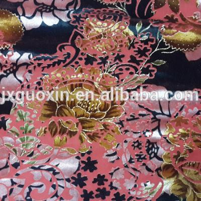 China Shrink-Resistant Luxury Fabric 3d Flower Fabric / Flower Printing / Printed Velvet Fabric for sale