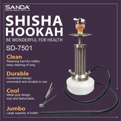 China Arabic Stainless Steel Hookah Sisha Stainless Steel Body With Pottery Bowl #SD-7501 for sale